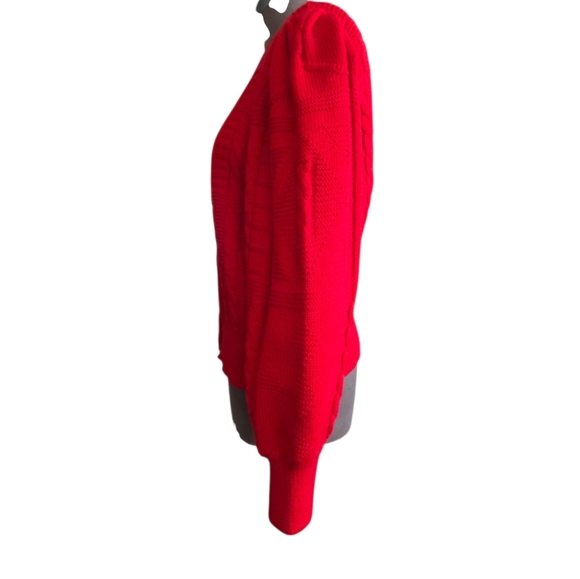 Vintage Red Austrian Wool Puff Sleeve Cardigan Size Large Salzburger Dirndl-look - Picture 12 of 16